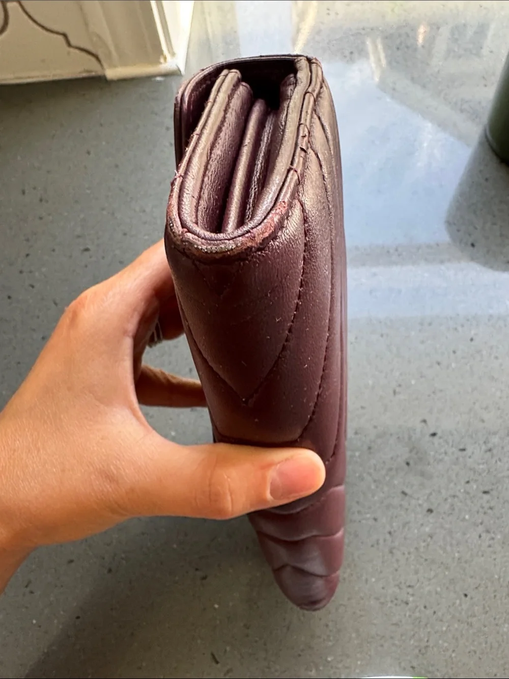Saint Laurent Quilted Leather Wallet in Wine with Gold YSL Hardware